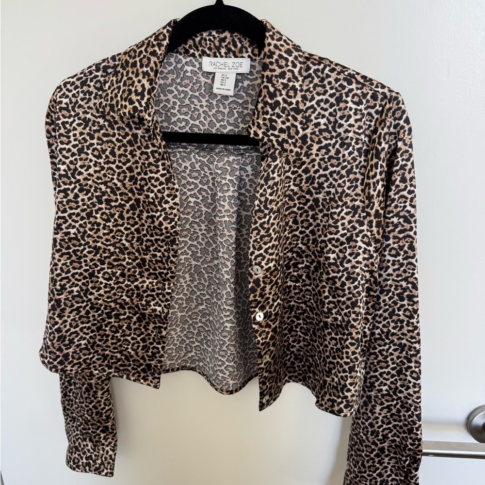 Rachel Zoe Women's Leopard Print Satin Shirt - Brown/Black